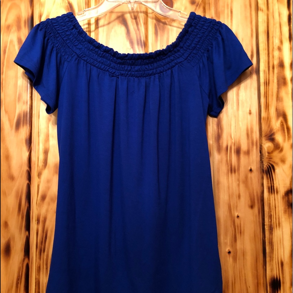 Women’s Royal Blue Off Shoulder Blouse Size S - Picture 2 of 6